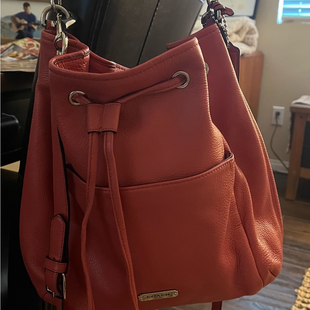 Coach Orange Leather Shoulder Bag